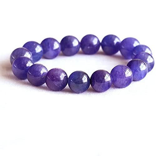 1 Strands Natural Purple Blue Tanzanite Stretch Finish Men's Bracelet Round Big Beads 13mm 05083