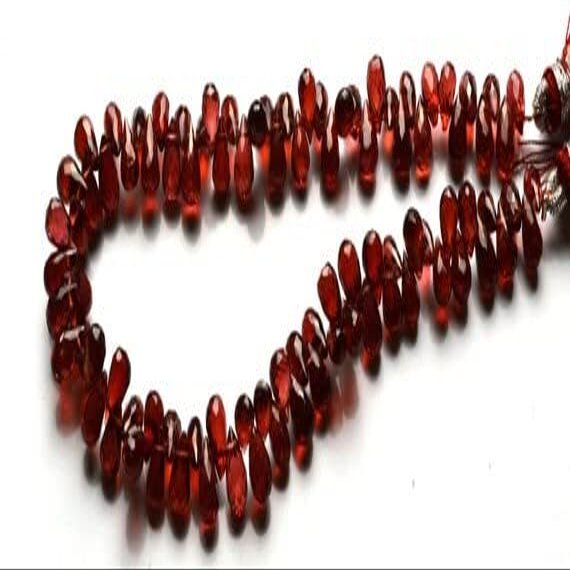 1 Strand Natural 8.5 inch Natural Gemstone Faceted Beads Drop Shape Briolettes Very Rare Red Garnet 6 to 7 MM
