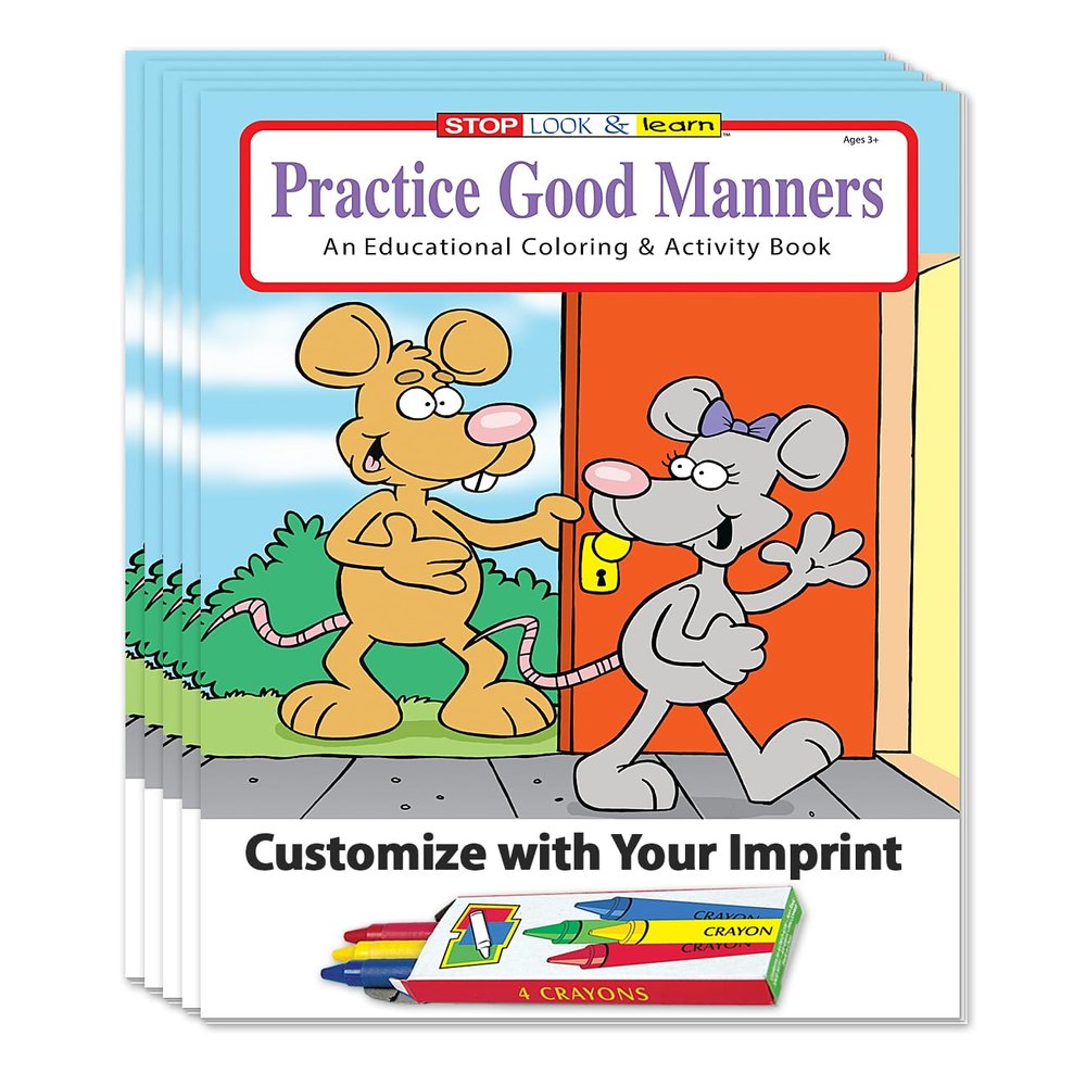 ZOCO Practice Good Manners Custom Coloring Books (250 Pack, with Crayons) Positive Behavior Management, Games, Puzzles, Activities for Kids