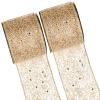 MTLEE 2 Rolls 20 Yards Christmas Ribbon Wired Metallic Ribbons Champagne Glitter Lace Ribbon for Xmas Crafts Floral Bow Making DIY Gift Wrapping Wedding Party Decor(2.5 Inch) view 1