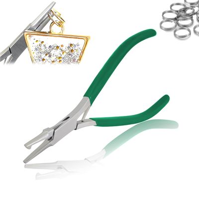 OdontoMed2011 Jeweler Split Ring Pliers Beading Arts & Crafts Hobby Crafting Jewelry Tool, Green Handle