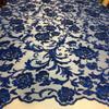 52" Floral Hand Lace Scalloped Fabric | Sold by The Yard (Royal Blue) view 1