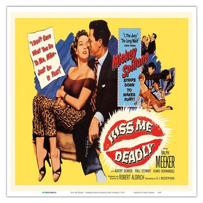 Kiss Me Deadly - Starring Ralph Meeker & Paul Stewart - Vintage Film Noir Movie Poster c.1955 - Master Art Print (Unframed) 9in x 12in