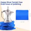 Sanwuta 8 Pcs Zippered Silver Storage Bags Anti Tarnish Silver Pouches Keeper Jewelry Storage Protector Bags(9 x 12 Inch,Navy Blue) view 2