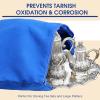 Sanwuta 8 Pcs Zippered Silver Storage Bags Anti Tarnish Silver Pouches Keeper Jewelry Storage Protector Bags(18 x 18 Inch,Navy Blue) view 2