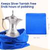Sanwuta 8 Pcs Zippered Silver Storage Bags Anti Tarnish Silver Pouches Keeper Jewelry Storage Protector Bags(18 x 18 Inch,Navy Blue) view 3