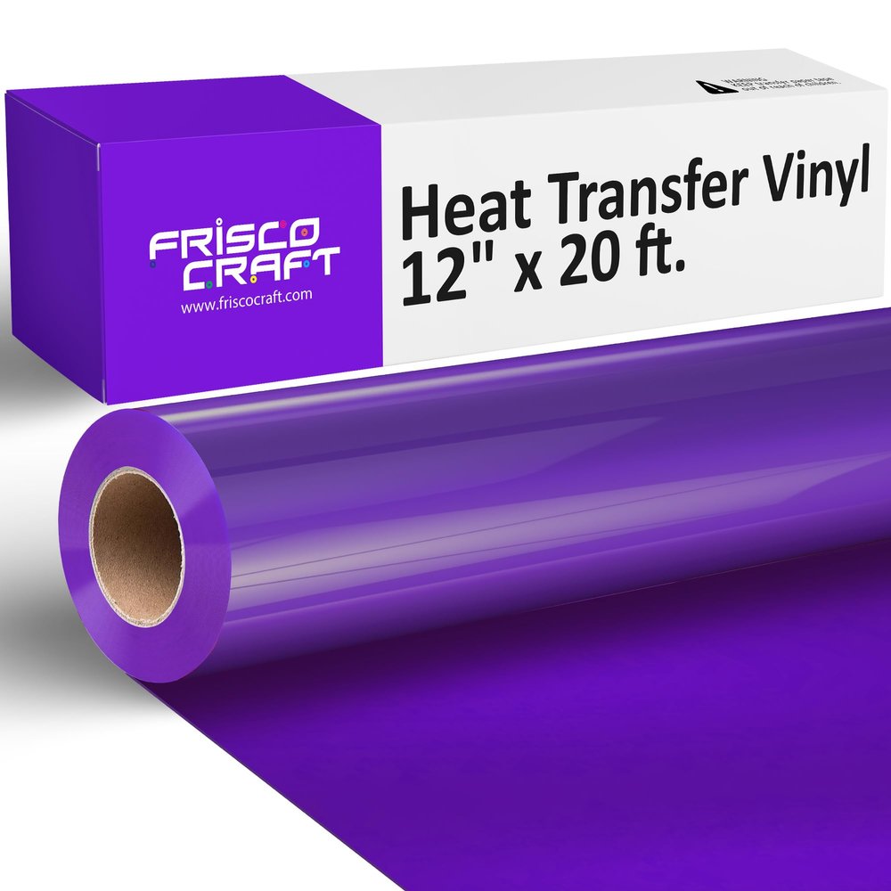 Frisco Craft HTV Vinyl Rolls - Heat Transfer Vinyl Rolls for Custom Prints - 12" x 20ft Matte HTV Roll - Iron on for All Cutter Machines - PU Heat Transfer - DIY (Purple)