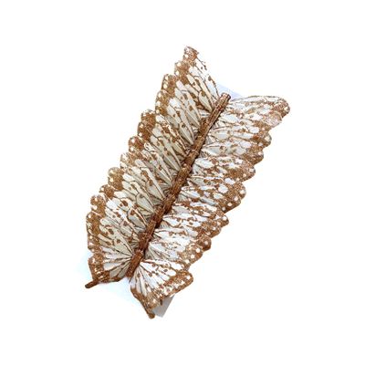 Nature's Net 5" Ivory Gold Glittered Feather Swallowtail Butterfly Set of 12 Faux Butterfly Decoration Floral Picks Artificial Butterfly with Wire Cake Topper Scrapbooking Embellishment