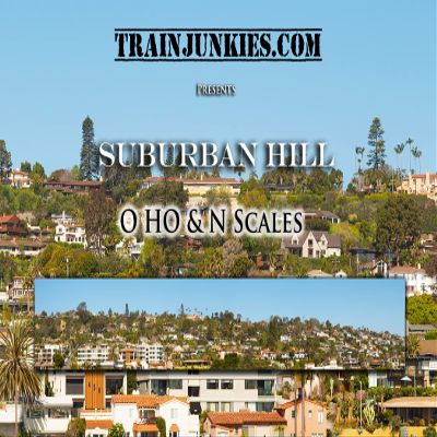Train Junkies Suburban Hill Model Railroad Backdrop (HO Scale) Poster