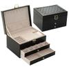 YQBUER Jewelry Box with Watch Pillow 3-Layer Large Capacity Jewelry Casket Jewelry Organizer Earring Holder Jewelry Storage Gifts (Color : Black) view 1