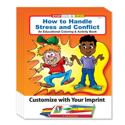ZOCO How to Handle Stress and Conflict Custom Coloring Books (250 Bulk Pack, with Crayons) Behavior Management Handout Educational Games, Puzzles, Activities for Kids