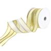 Homeford Christmas Velvet Mesh Center Wired Ribbon, 2-1/2-Inch - Ivory/Gold view 3