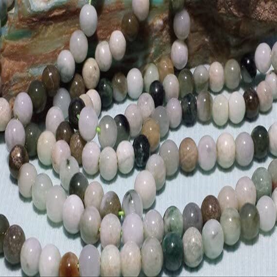 Assorted Agate Gemstone Smooth Round Large Hole Beads 9.5mm to 10.4mm 15 in. Full Strand, Loose Beads, Swirl Banded Cream, Gray, Green, Red