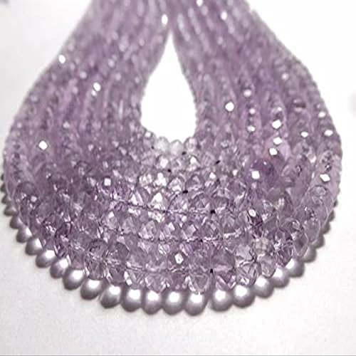 6 Strand Lot - Natural Pink Amethyst 6-8 MM Feceted Rondelle Beads Shape 14 Inch Strand