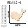 Unfinished Wood Whale Shape Ocean Nursery Craft up to 46" DIY 8" / 1/8" view 2