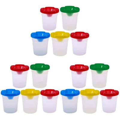 NUOBESTY 15pcs Leakproof Paint Cups Lids Boys and Girls Paint Drawing Cups for Boys and Girls for Art Easy to Open Lids for Painting Classes Random Color