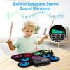 Electric Drum Set, 9 Drum Practice Pad, Roll-up Electronic Drum Pad with Headphone Jack Built-in Speaker Drum Sticks Foot Pedals, Gift for Kids view 3
