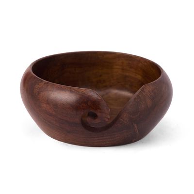 GURU JEE Handmade Wooden Yarn Bowl Wool Ball Holder Knitting Bowl Crochet Holder Gifts Showpiece (Natural_Brown_Plain) (1 Piece)