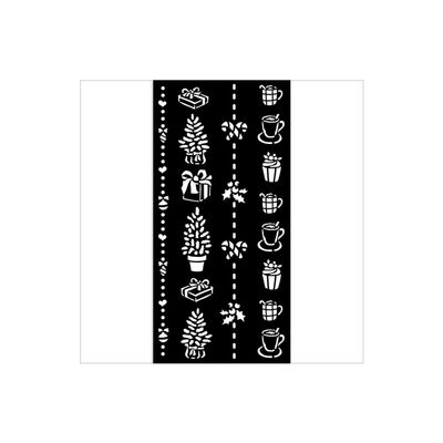 Stamperia Stencil 4.72"X9.84"-Christmas Gift & Cups Border KSTDL70