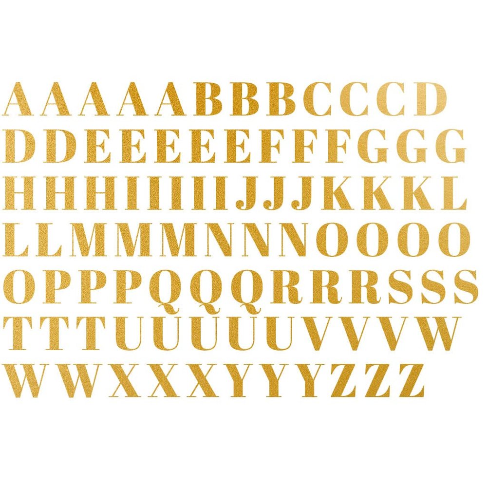 Ceramic Decal, Gold Overglaze Decal, Letter Font (Yellow Gold)