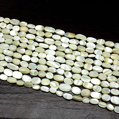 5 Strand Natural Mother of Pearl Smooth Oval Gemstone Loose Craft Beads 14" 7mm 10mm