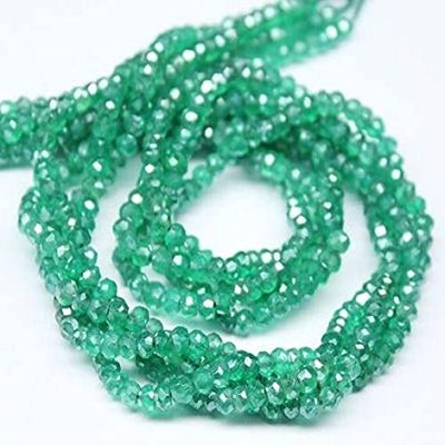 5 Strand Lot Natural Green Mystic Onyx Faceted Micro Rondelle Gemstone Craft Loose Beads 13" 3mm