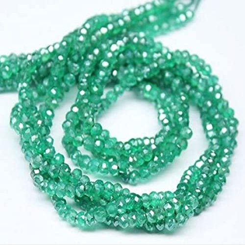 5 Strand Lot Natural Green Mystic Onyx Faceted Micro Rondelle Gemstone Craft Loose Beads 13" 3mm