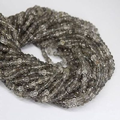 10 Strand Lot Black Rutile Quartz Faceted Rondelle Gemstone Craft Beads 13" 4mm