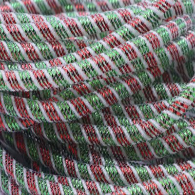 YYCRAFT Deco Mesh Tubing Flex with Metallic Foil 8mm x 25 Yards - Xmas