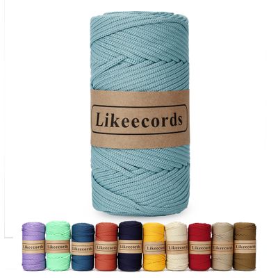 Likeecords 4mm Polyester Braided Macrame Cord 140Yards /426Feet,Elastic Yarn for Crocheting Bag Cord for DIY Crafts,Plant Hangers, Bag, and Home Decorations (Sage Green)