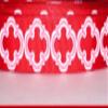 kasyakona - 3 yds 7/8" Red Hot Pink White Bristol Tile Quatrefoil Grosgrain Ribbon view 1