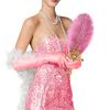 Vijiv Ostrich Feather Fan Bridesmaids Hand Fans for Wedding Guests Bouquets Bride Great Gatsby 1920s Flapper Accessories Chic Art Deco Groom Feathers Boutonniere Pink view 1