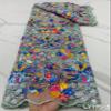 MSBric Sequins Mesh Blue Lace Fabric 5Yards African Lace Fabric for Wedding Dress Party Nigerian Woman Dress Fabric LY198-5yards Lace Fabric for Bridal Milk Silk Lace Fabric for Women Color 2 view 2