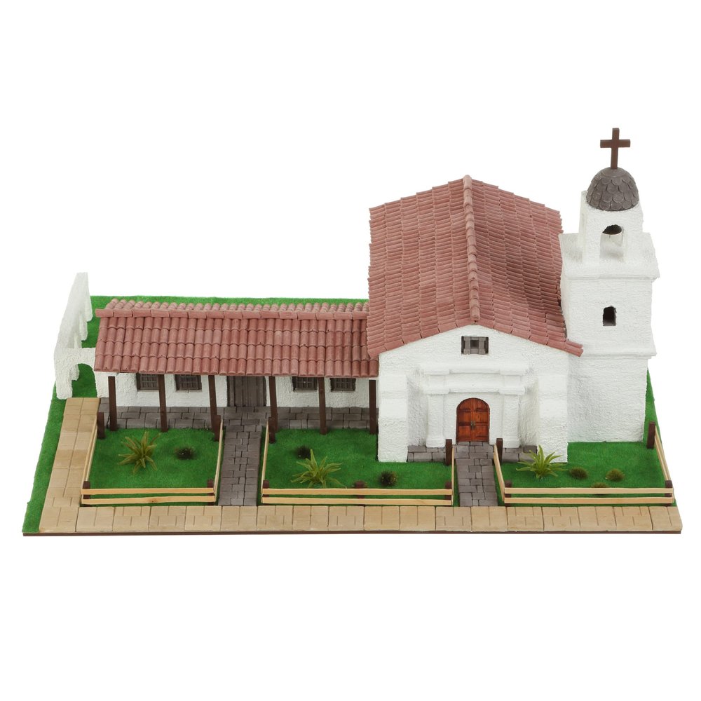 California Mission Santa Cruz 3D Plaster Brick Model Kit, 1370 Pieces, Mini-Bricks Constructor, Realistic Diy Building Set, Stem Educational Architecture Toy for Teens & Adults, Scale 1:24