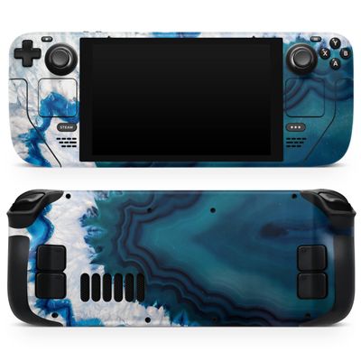 Design Skinz - Compatible with Steam Deck - Skin Decal Protective Scratch-Resistant Removable Vinyl Wrap Cover - Bright Blue Agate Slice