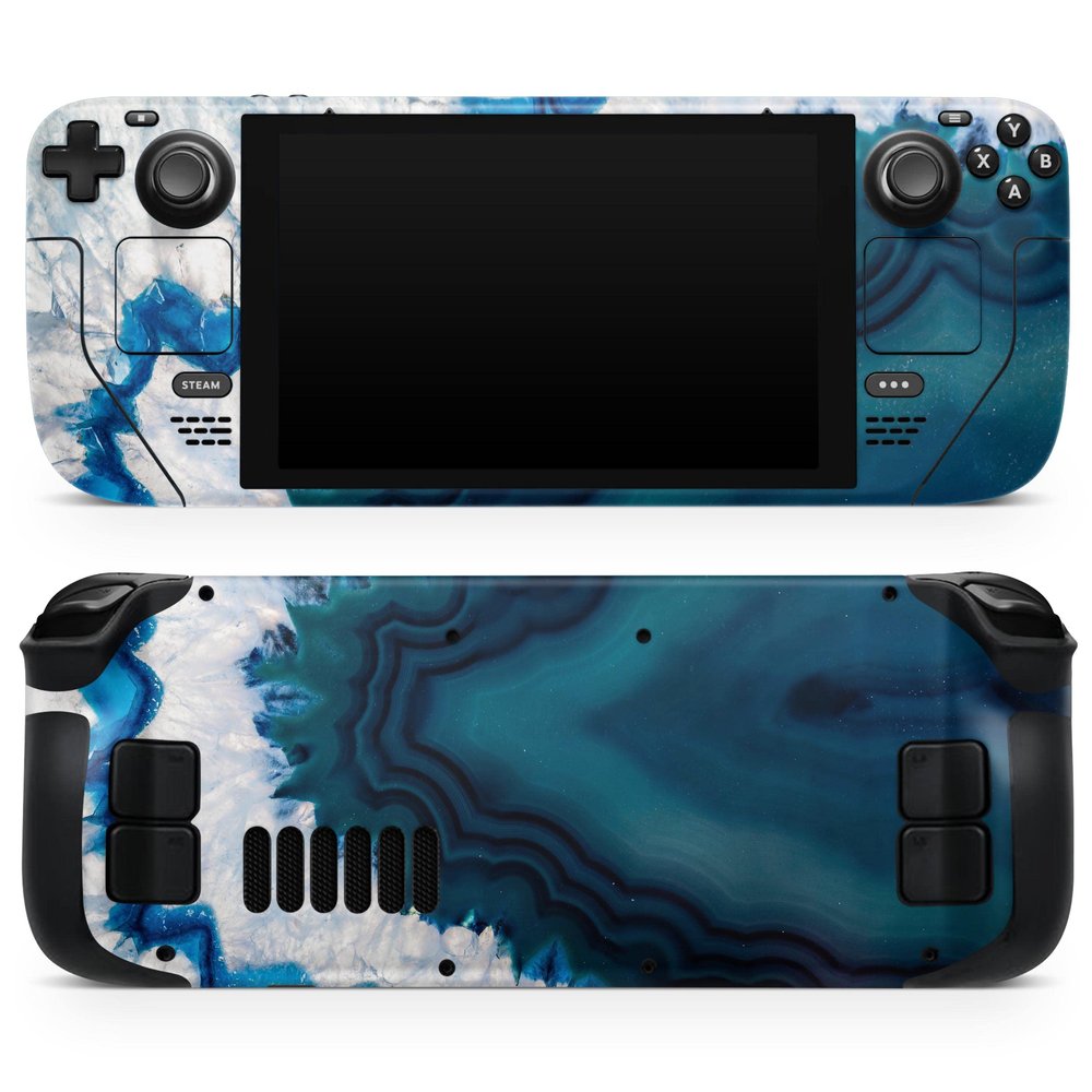 Design Skinz - Compatible with Steam Deck - Skin Decal Protective Scratch-Resistant Removable Vinyl Wrap Cover - Bright Blue Agate Slice
