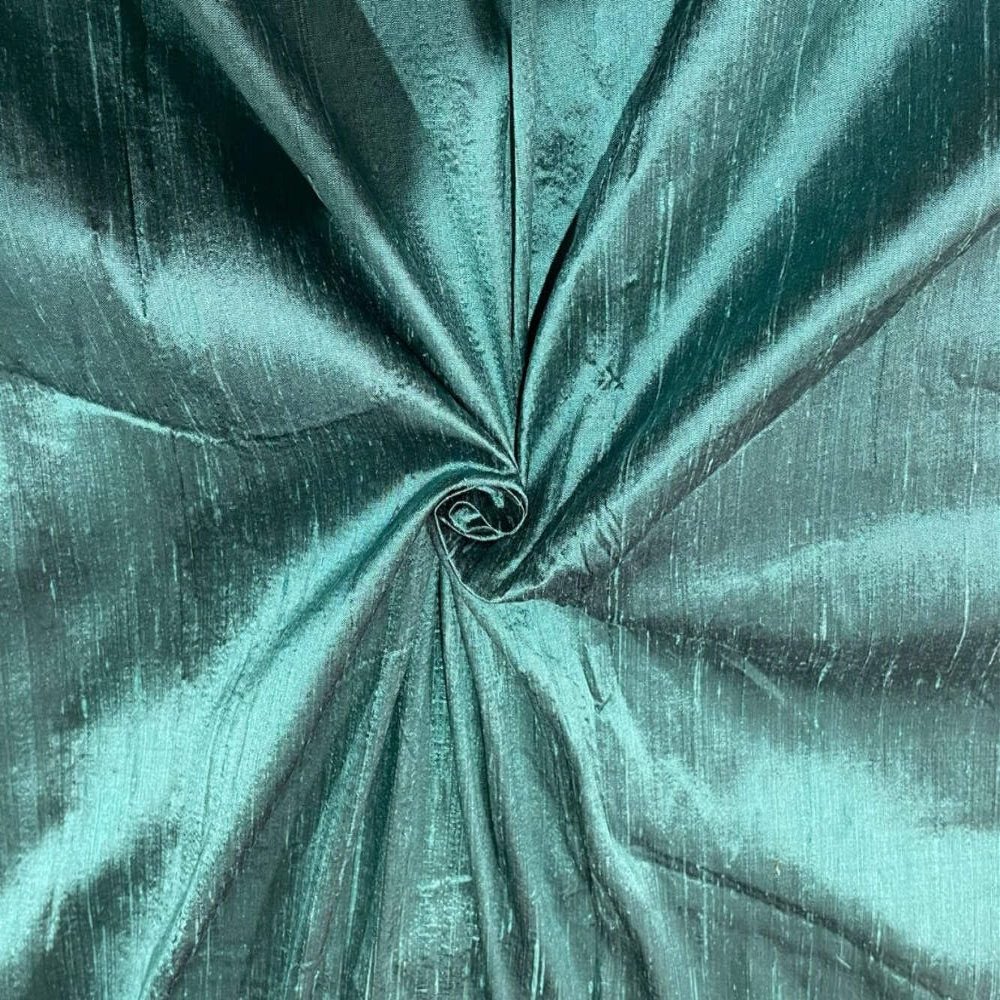 100% Pure Silk Dupioni Fabric sea Green x Black Color 54" with slubs*MM82[12] by The Yard