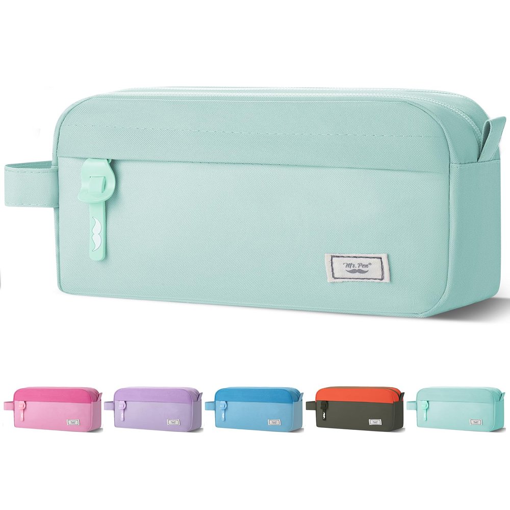 Mr. Pen- High Capacity Pencil Case, Large Pencil Pouch with 3 Compartments and 2 Pockets, Large Pencil Bag with Smooth Zipper, Cute Pencil Case Pouch Organizer, School Supplies for Teens