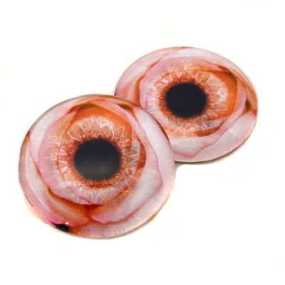 Rose Gold Flower Glass Eye Cabochons for Pendant Making Wire Wrapped Jewelry Faux Craft Taxidermy or Sculptures (10mm)