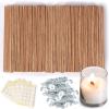 Ziosxin 300 Thicken Smokeless Wooden Candle Wicks - Long Lasting Flame - Easily Burn, 1.2mm Thickness 5.1" X 0.5" Candle Cores with Iron Stand and Glue Dot for DIY Candle Making Craft view 1