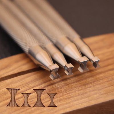 RUIQIN Leather Stamps, Leather Stamping Tools, Professional Leather Carving Tools, Leather Crafting Tools for Leather Working and Leathercraft (Full Set, 4pcs)