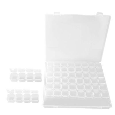 Nail Art Beads Organizer 56 Slots Nail Organizer, Plastic Arts and Crafts Storage Boxes with Detachable Grids, Transparent Storage Case for Nail Art Accessory Decorations Jewelry Rhinestone