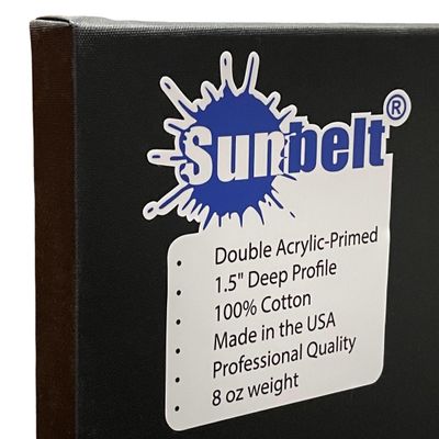 SUNBELT Black Primed Gallery Wrapped Stretched Art Canvas, 1.5" Deep Profile (24x36)