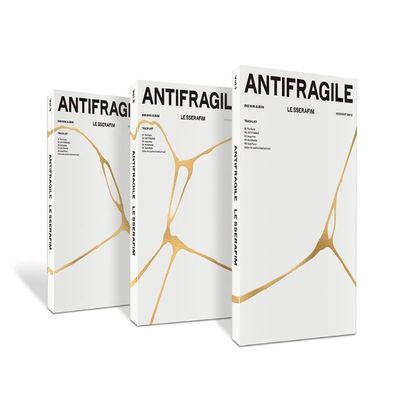 DREAMUS LE SSERAFIM 2nd Mini Album ANTIFRAGILE 3Ver SET (Gold, 7.4 x 9.84 inches, Modern, Music Album)