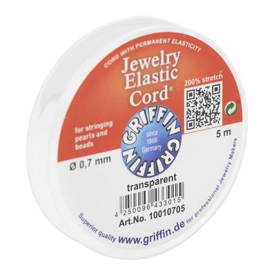 JewelrySupply Elastic Jewelry Cord, Transparent, 0.7mm, 5 Meters