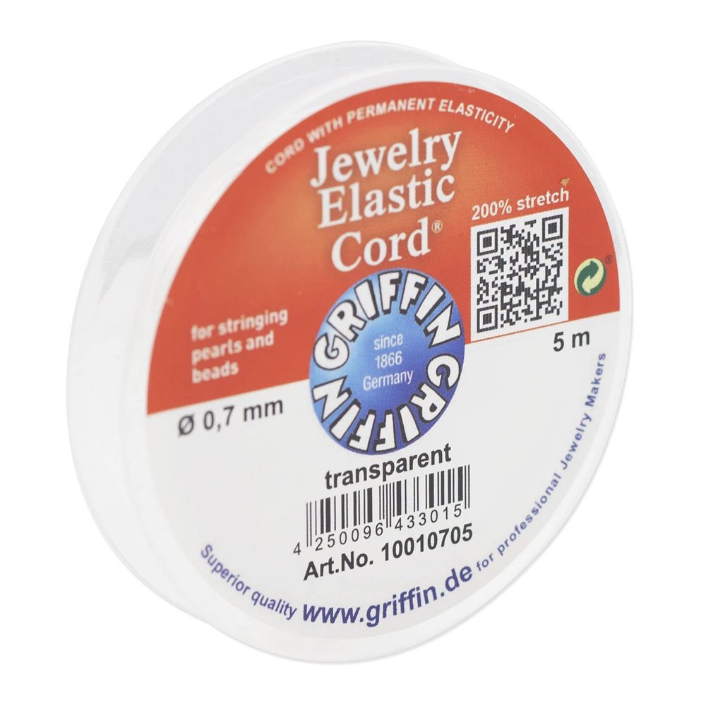 JewelrySupply Elastic Jewelry Cord, Transparent, 0.7mm, 5 Meters