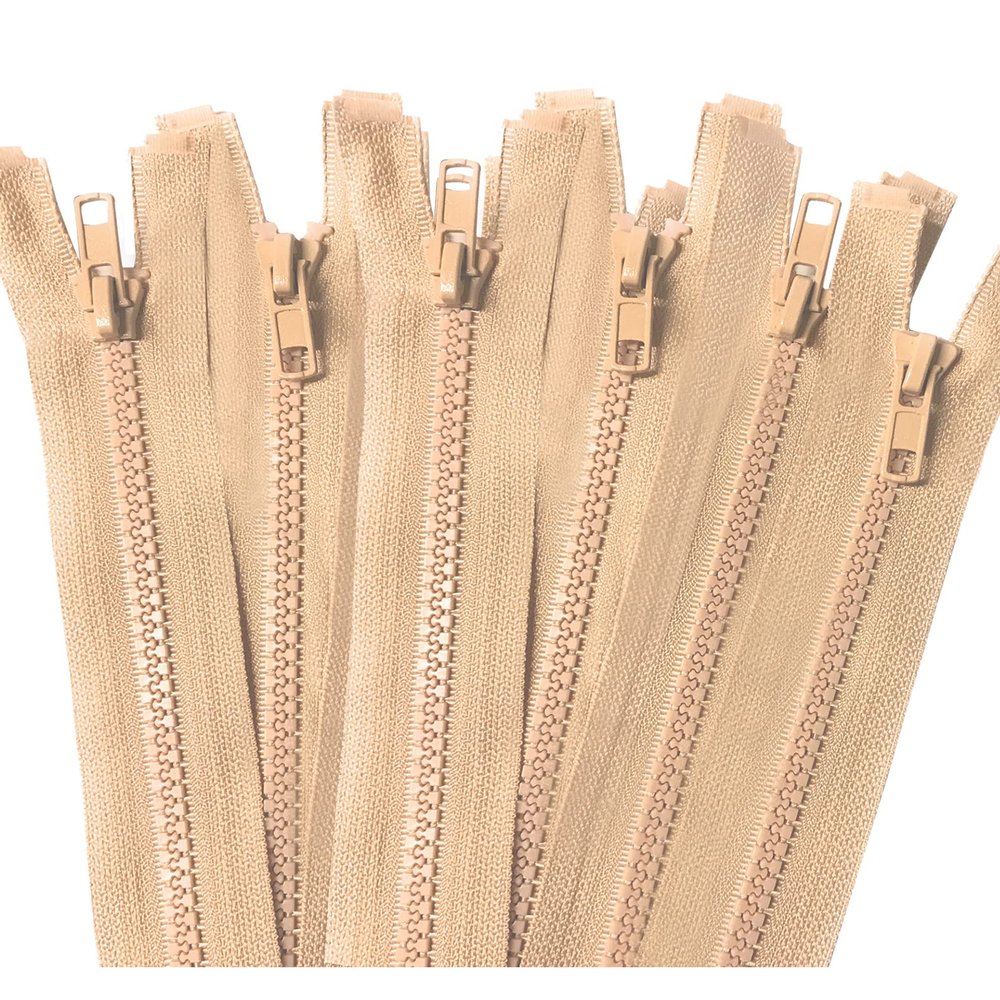 10-25 Pack 14-36 Inch Separating Jacket Sports Zippers for Coats, Sewing, Gauge 5 - Natural/Beige, 14" - 25 Inch Zippers