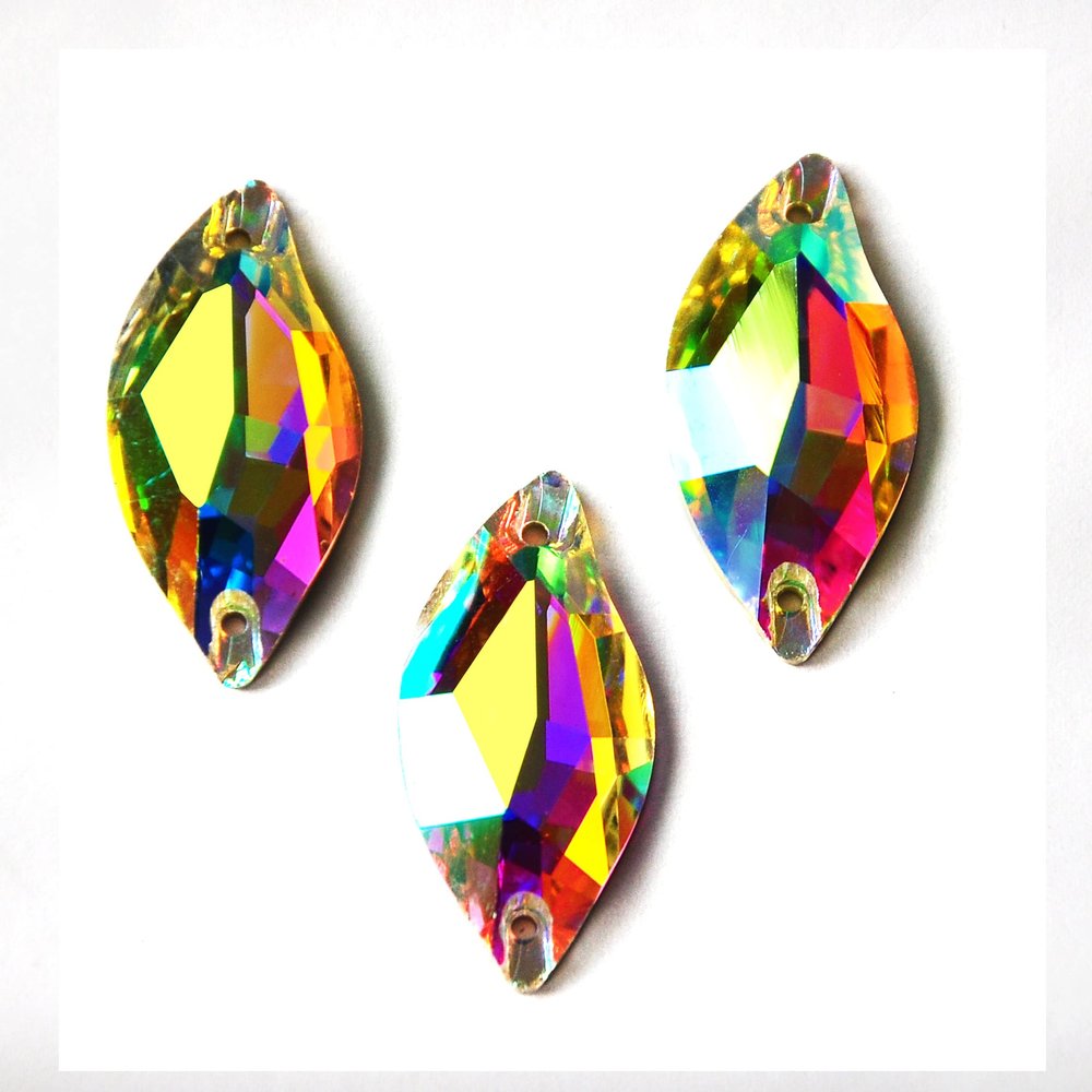 14x30mm Leaf K10 Glass Sew On Rhinestones Sewing Crystals AB Flat Back Stones for Clothes Accessories Wedding Dress
