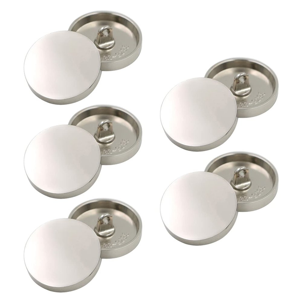 ECYC 10 Pcs 10mm Metal Shank Buttons, Metal Sewing Buttons Flat Button Jack Coat Shirt Trousers Buttons for DIY Crafts Sewing,Silver