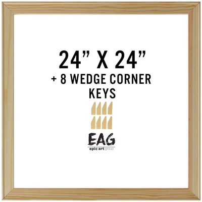 Bliss Solid Wood Stretcher Bar DIY Kit 3/4" Deep with Plastic Keys for Canvas Art or Needlepoint,24"x24"